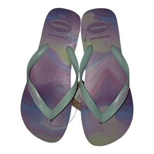 Havaianas Multicolor Swirl Flip Flops purple fantasy 11 NWT